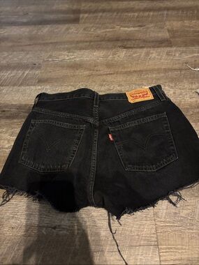 Levi's Black Denim Frayed Cutoff Shorts